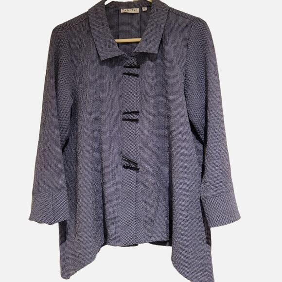 Habitat Chopstick Buttons Tiny Plaid Button-Up Collared Swing Tunic Jacket, S - Picture 1 of 9